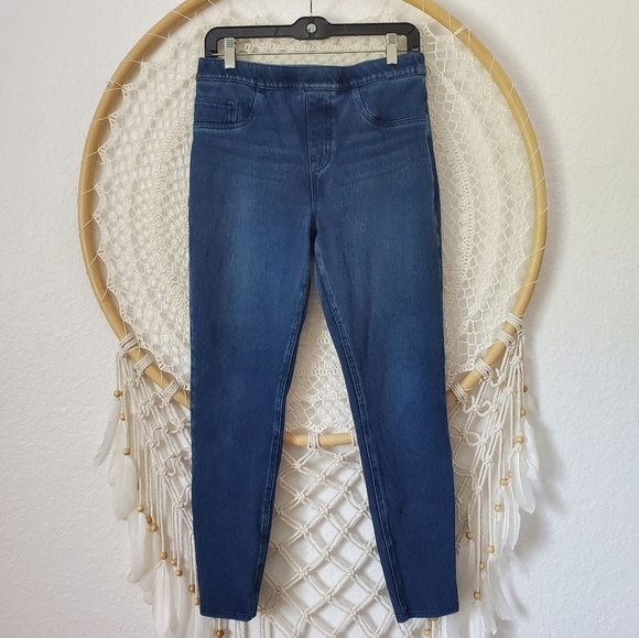 Spanx Jean-ish Denim High Rise Back Pocket Stretch Leggings Size L - Picture 1 of 8